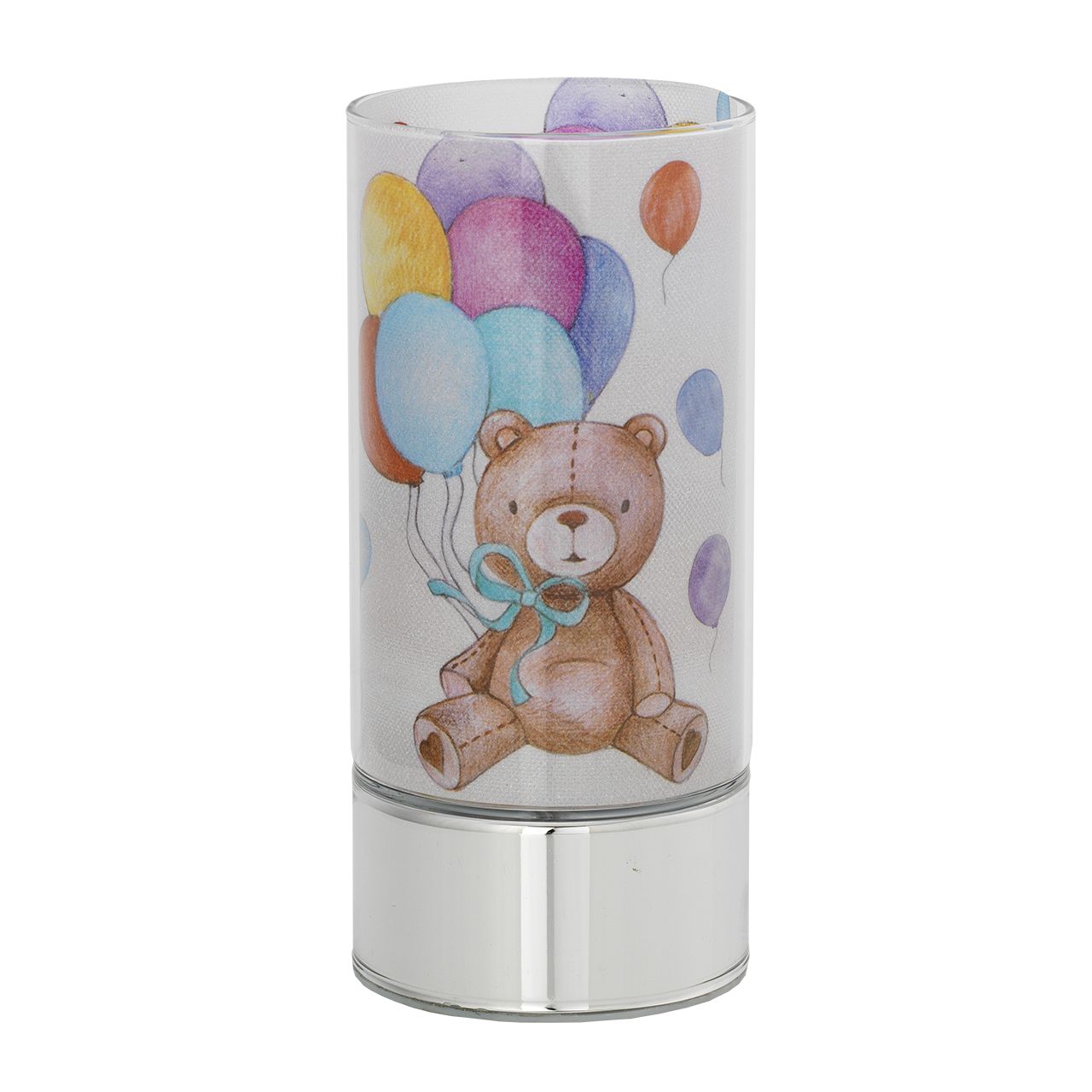 LAMPADA IN VETRO H. 20 CON DECORO PALLONCINI